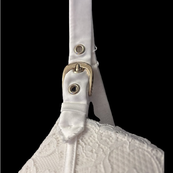 Vamp Bras and Things  White Lace Glimmer Contour Cup Bustier Bra  Size 32 D - Picture 4 of 8